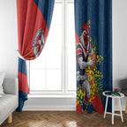 Sydney Roosters Window Curtain Golden Wattle Floral Polynesian - Australian Flower - Rugby Mascot