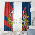 Sydney Roosters Window Curtain Golden Wattle Floral Polynesian - Australian Flower - Rugby Mascot