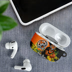Wests Tigers AirPods Case Golden Wattle Floral Polynesian - Australian Flower - Rugby Mascot