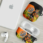 Wests Tigers AirPods Case Golden Wattle Floral Polynesian - Australian Flower - Rugby Mascot