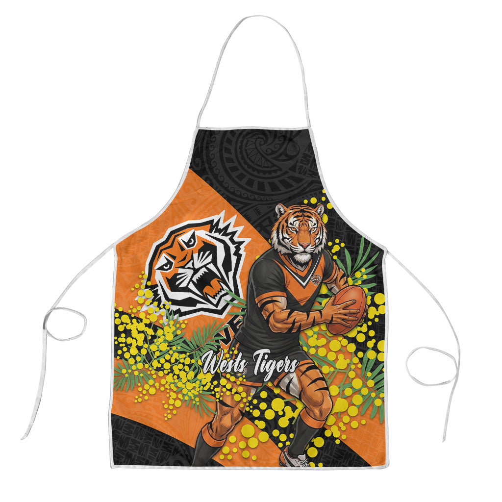Wests Tigers Apron Golden Wattle Floral Polynesian - Australian Flower - Rugby Mascot