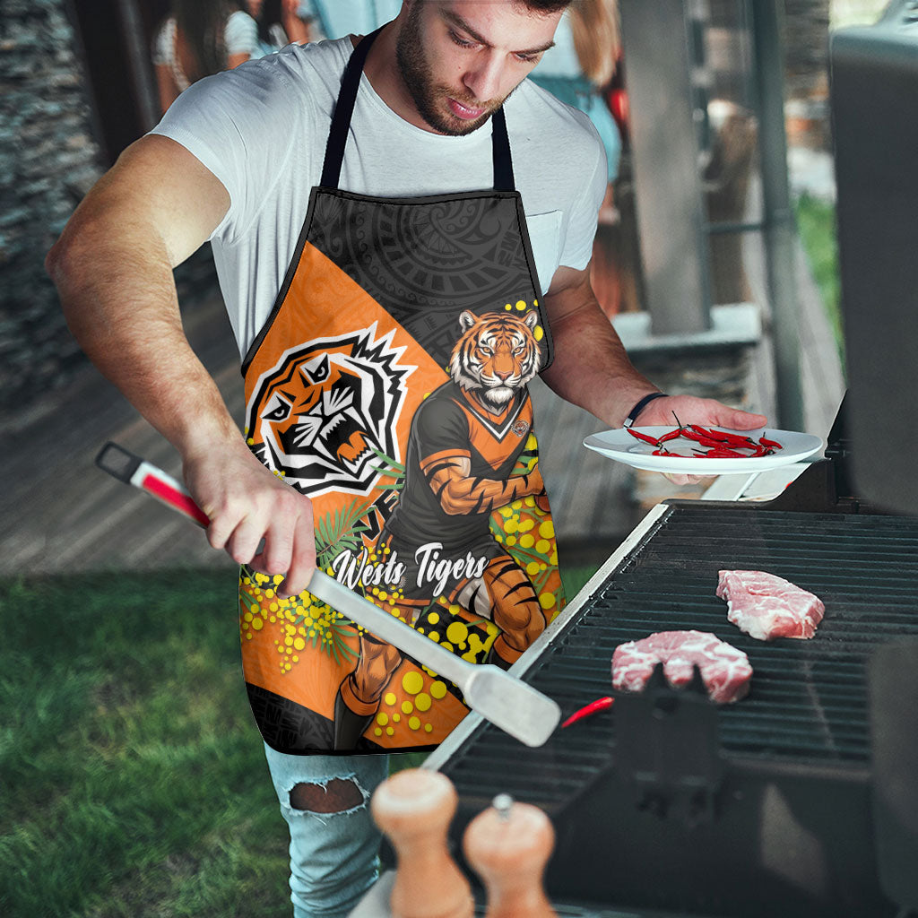 Wests Tigers Apron Golden Wattle Floral Polynesian - Australian Flower - Rugby Mascot