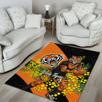 Wests Tigers Area Rug Golden Wattle Floral Polynesian - Australian Flower - Rugby Mascot