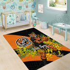 Wests Tigers Area Rug Golden Wattle Floral Polynesian - Australian Flower - Rugby Mascot