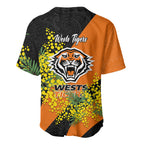 Wests Tigers Baseball Jersey Golden Wattle Floral Polynesian - Australian Flower - Rugby Mascot