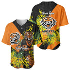 Wests Tigers Baseball Jersey Golden Wattle Floral Polynesian - Australian Flower - Rugby Mascot