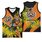 Wests Tigers Basketball Jersey Golden Wattle Floral Polynesian - Australian Flower - Rugby Mascot