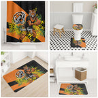 Wests Tigers Bathroom Set Golden Wattle Floral Polynesian - Australian Flower - Rugby Mascot