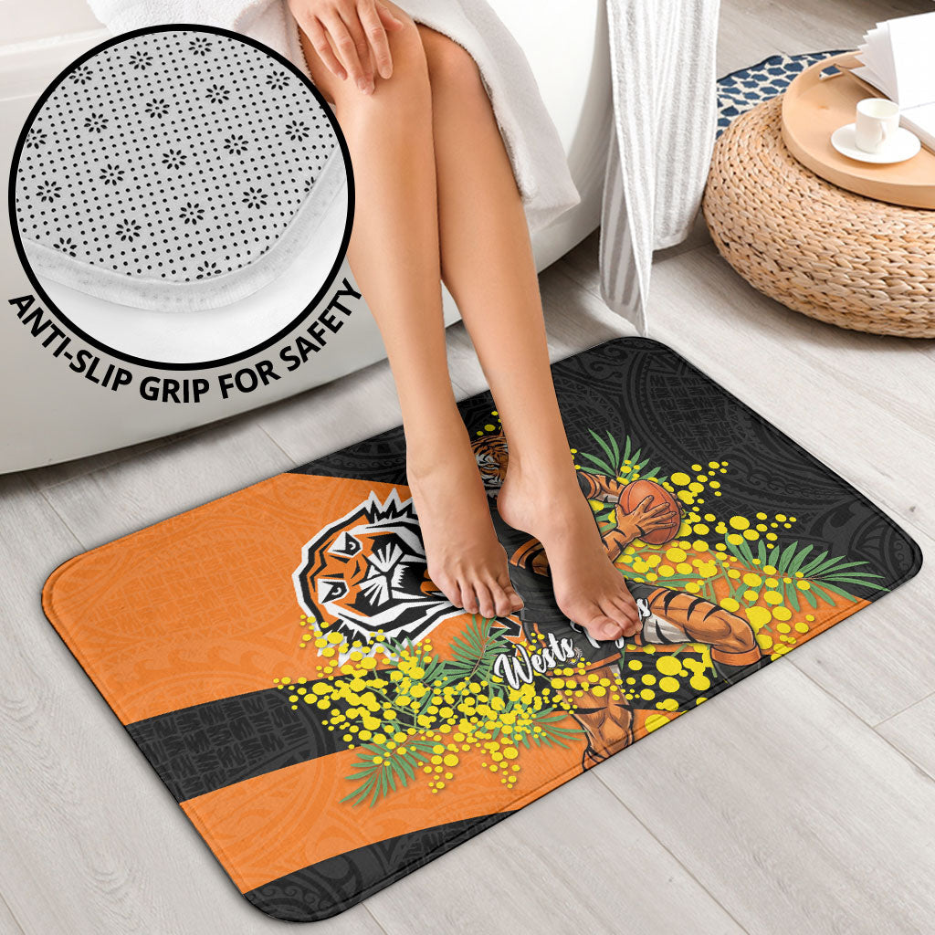 Wests Tigers Bathroom Set Golden Wattle Floral Polynesian - Australian Flower - Rugby Mascot