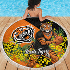 Wests Tigers Beach Blanket Golden Wattle Floral Polynesian - Australian Flower - Rugby Mascot
