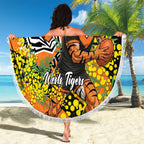 Wests Tigers Beach Blanket Golden Wattle Floral Polynesian - Australian Flower - Rugby Mascot