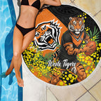 Wests Tigers Beach Blanket Golden Wattle Floral Polynesian - Australian Flower - Rugby Mascot