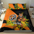 Wests Tigers Bedding Set Golden Wattle Floral Polynesian - Australian Flower - Rugby Mascot