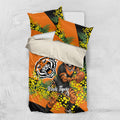 Wests Tigers Bedding Set Golden Wattle Floral Polynesian - Australian Flower - Rugby Mascot
