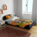 Wests Tigers Bedding Set Golden Wattle Floral Polynesian - Australian Flower - Rugby Mascot