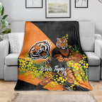 Wests Tigers Blanket Golden Wattle Floral Polynesian - Australian Flower - Rugby Mascot