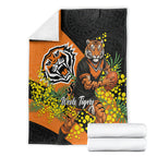 Wests Tigers Blanket Golden Wattle Floral Polynesian - Australian Flower - Rugby Mascot