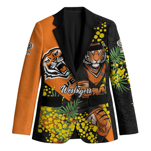 Wests Tigers Blazer Golden Wattle Floral Polynesian - Australian Flower - Rugby Mascot