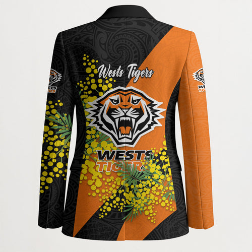 Wests Tigers Blazer Golden Wattle Floral Polynesian - Australian Flower - Rugby Mascot