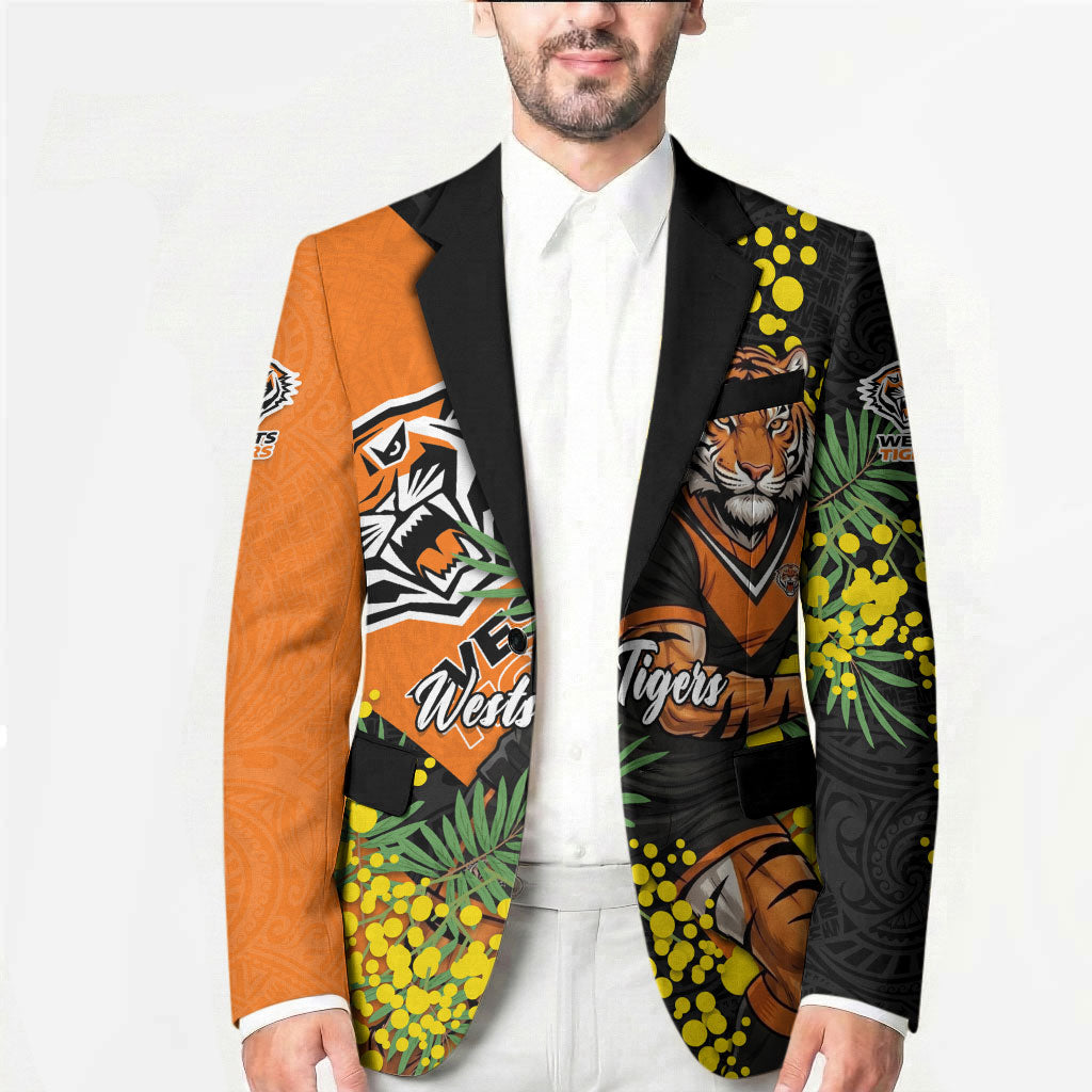 Wests Tigers Blazer Golden Wattle Floral Polynesian - Australian Flower - Rugby Mascot