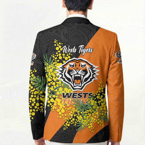 Wests Tigers Blazer Golden Wattle Floral Polynesian - Australian Flower - Rugby Mascot