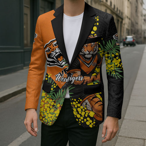 Wests Tigers Blazer Golden Wattle Floral Polynesian - Australian Flower - Rugby Mascot