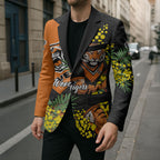 Wests Tigers Blazer Golden Wattle Floral Polynesian - Australian Flower - Rugby Mascot