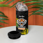 Wests Tigers 4 in 1 Can Cooler Tumbler Golden Wattle Floral Polynesian - Australian Flower - Rugby Mascot