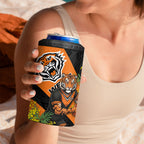 Wests Tigers 4 in 1 Can Cooler Tumbler Golden Wattle Floral Polynesian - Australian Flower - Rugby Mascot