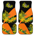 Wests Tigers Car Mats Golden Wattle Floral Polynesian - Australian Flower - Rugby Mascot