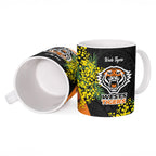 Wests Tigers Ceramic Mug Golden Wattle Floral Polynesian - Australian Flower - Rugby Mascot