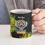Wests Tigers Ceramic Mug Golden Wattle Floral Polynesian - Australian Flower - Rugby Mascot