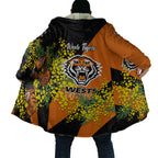 Wests Tigers Cloak Golden Wattle Floral Polynesian - Australian Flower - Rugby Mascot