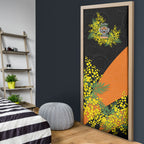 Wests Tigers Door Cover Golden Wattle Floral Polynesian - Australian Flower - Rugby Mascot