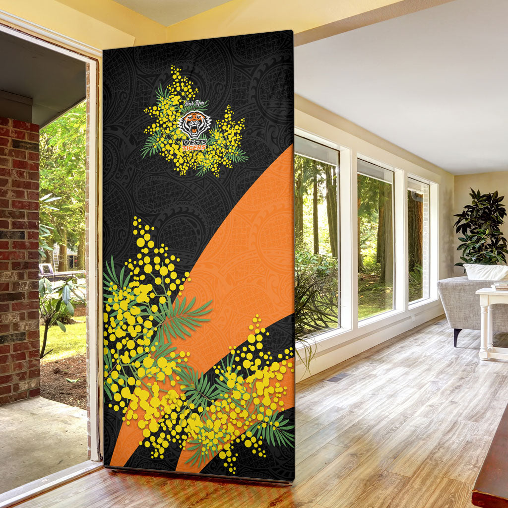 Wests Tigers Door Cover Golden Wattle Floral Polynesian - Australian Flower - Rugby Mascot