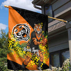 Wests Tigers Garden Flag Golden Wattle Floral Polynesian - Australian Flower - Rugby Mascot