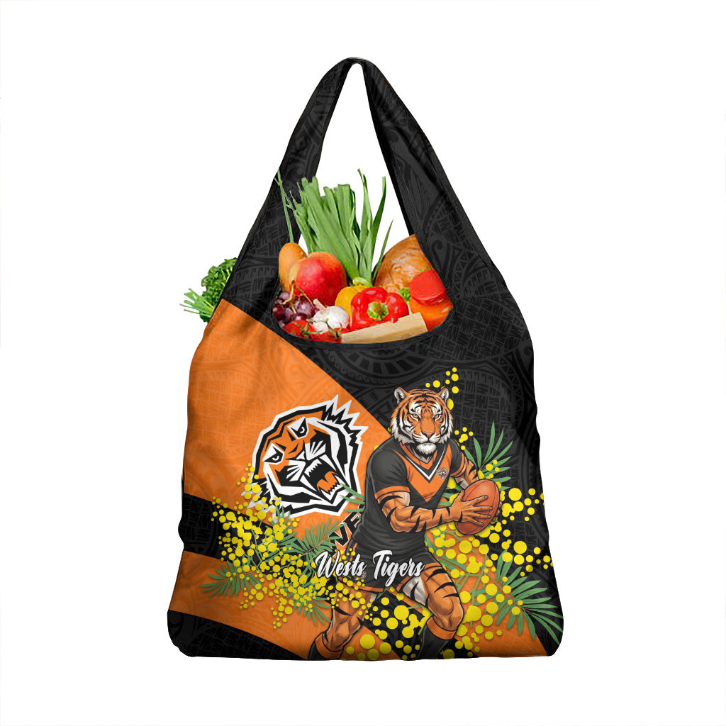 Wests Tigers Grocery Bag Golden Wattle Floral Polynesian - Australian Flower - Rugby Mascot