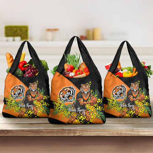 Wests Tigers Grocery Bag Golden Wattle Floral Polynesian - Australian Flower - Rugby Mascot