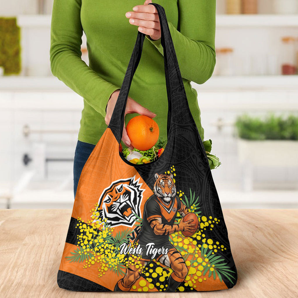 Wests Tigers Grocery Bag Golden Wattle Floral Polynesian - Australian Flower - Rugby Mascot