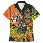 Wests Tigers Hawaiian Shirt Golden Wattle Floral Polynesian - Australian Flower - Rugby Mascot