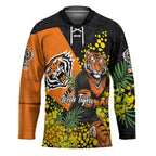 Wests Tigers Hockey Jersey Golden Wattle Floral Polynesian - Australian Flower - Rugby Mascot