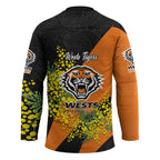 Wests Tigers Hockey Jersey Golden Wattle Floral Polynesian - Australian Flower - Rugby Mascot