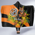 Wests Tigers Hooded Blanket Golden Wattle Floral Polynesian - Australian Flower - Rugby Mascot