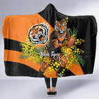 Wests Tigers Hooded Blanket Golden Wattle Floral Polynesian - Australian Flower - Rugby Mascot