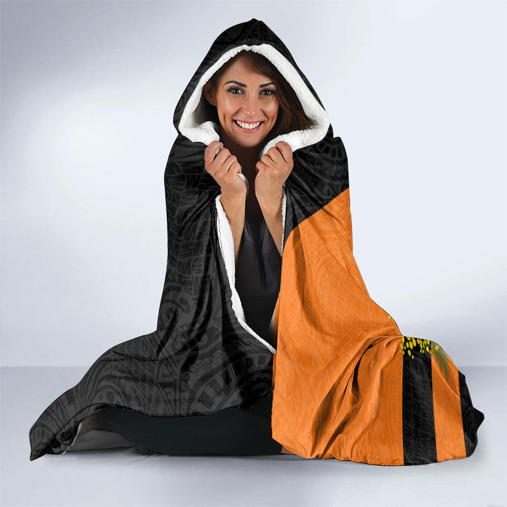 Wests Tigers Hooded Blanket Golden Wattle Floral Polynesian - Australian Flower - Rugby Mascot