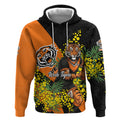 Wests Tigers Hoodie Golden Wattle Floral Polynesian - Australian Flower - Rugby Mascot