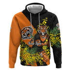Wests Tigers Hoodie Golden Wattle Floral Polynesian - Australian Flower - Rugby Mascot