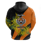 Wests Tigers Hoodie Golden Wattle Floral Polynesian - Australian Flower - Rugby Mascot