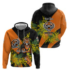 Wests Tigers Hoodie Golden Wattle Floral Polynesian - Australian Flower - Rugby Mascot
