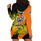 Wests Tigers Hoodie Dress Golden Wattle Floral Polynesian - Australian Flower - Rugby Mascot